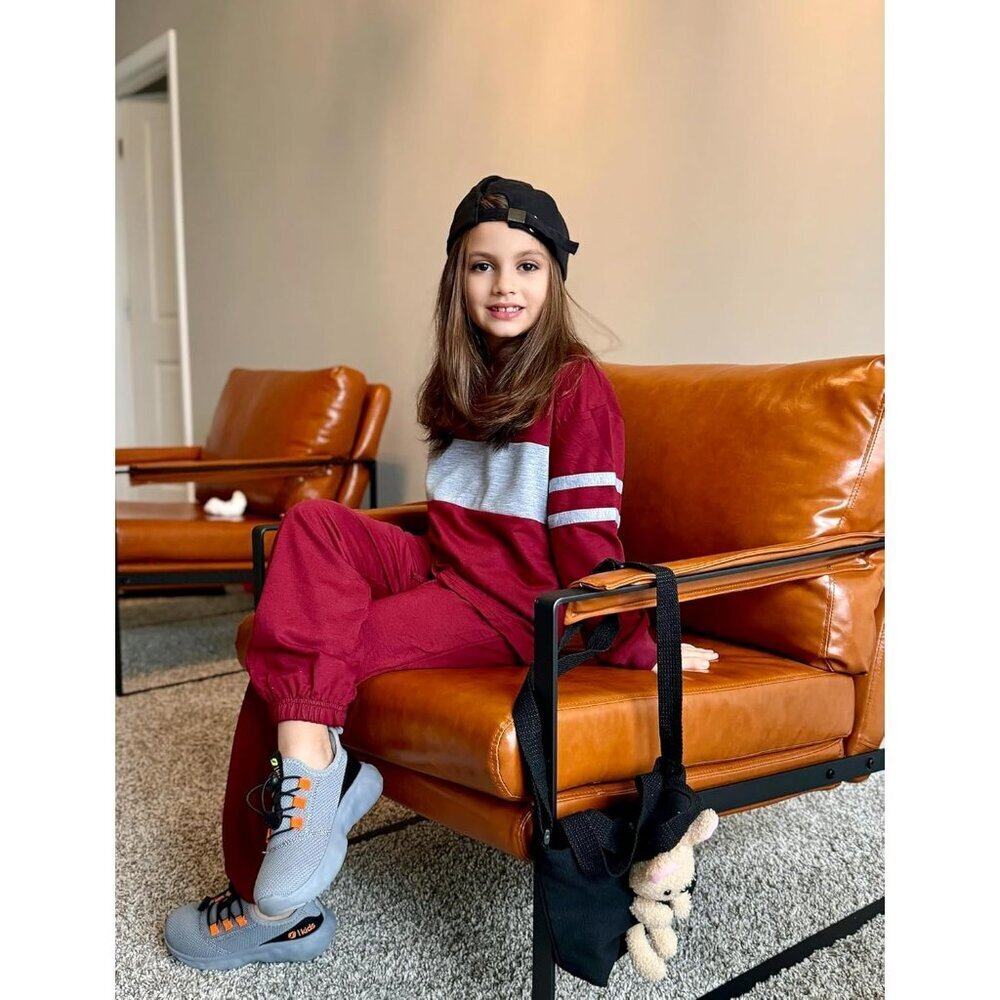 Girls' Clothing Sets Sweatsuits Long Sleeve Color Block Pullover Sweatshirts and - Picture 7 of 8